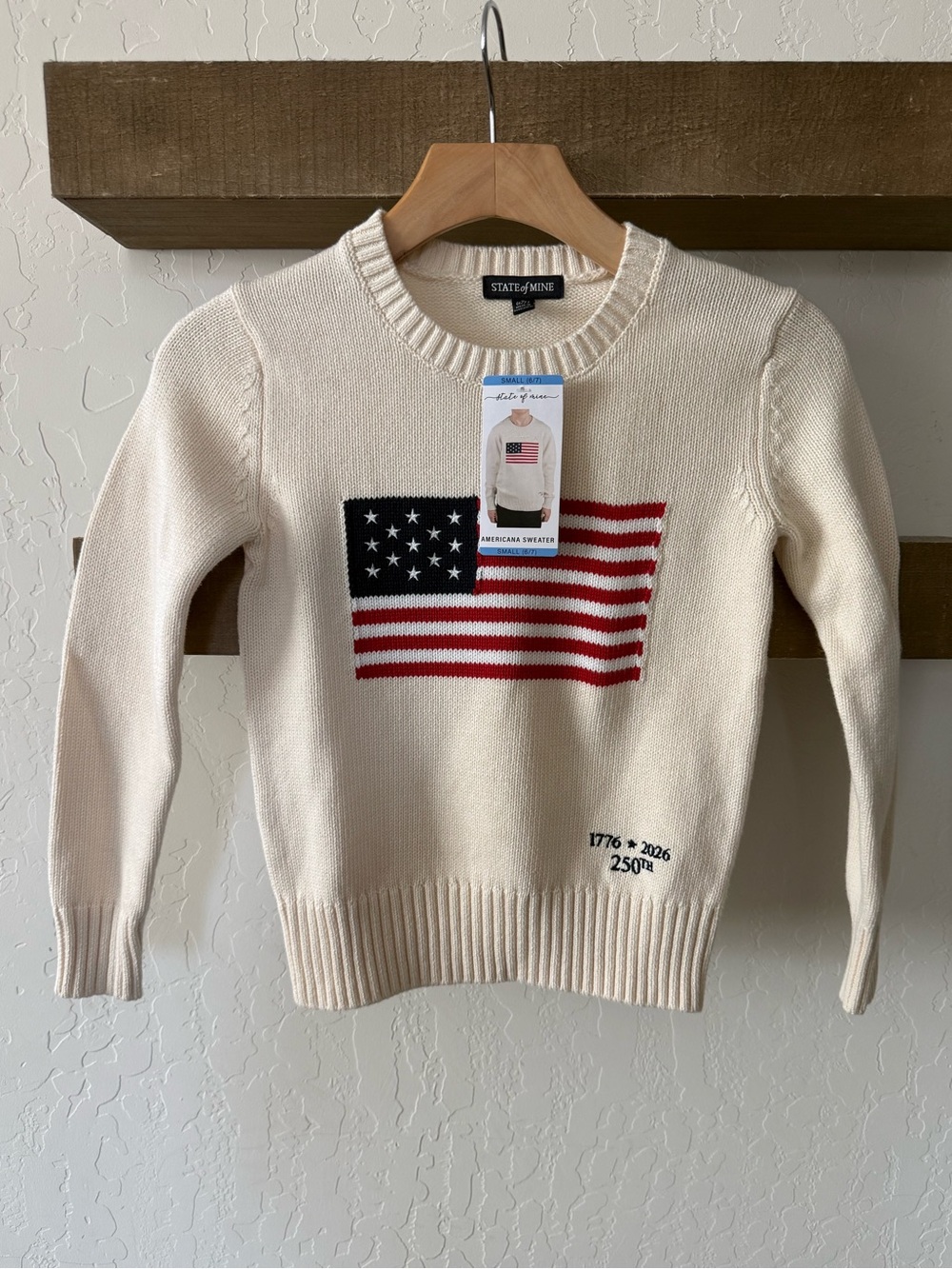 State of Mine|Kids American Flag Knit Sweater,fisherman style•••NWT,Americano - Picture 9 of 15